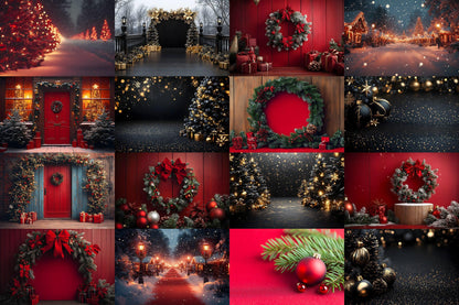 Christmas Backdrop, Digital Backdrop, Santa Christmas Backdrop For Kids Family, Festive Digital Download Christmas Background