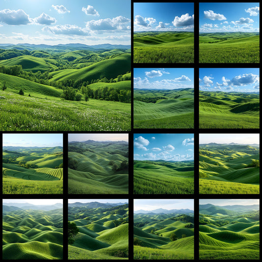 Rolling Hills Digital Backdrop, Square Photography Background, Scenic Photo Prop, Pastoral Scene for Portraits, Nature Inspired Digital Art