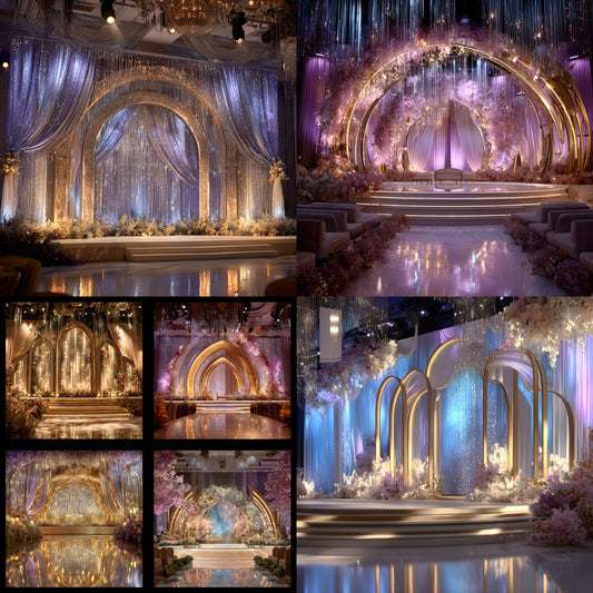 Wedding Stage Backdrop, LED Screen Design, Digital Backgrounds for Photographers, Photography Backdrop, Modern Wedding Photo Booth Prop