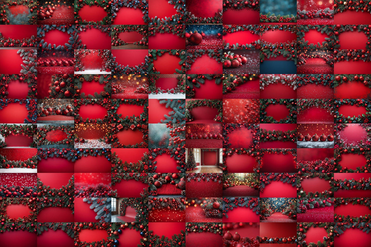 Festive Red Christmas Digital Backdrops - Holiday Junk Journal & Scrapbook Papers - Xmas Textured Backgrounds - Printable Digital Art
