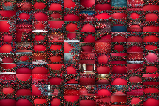 Festive Red Christmas Digital Backdrops - Holiday Junk Journal & Scrapbook Papers - Xmas Textured Backgrounds - Printable Digital Art