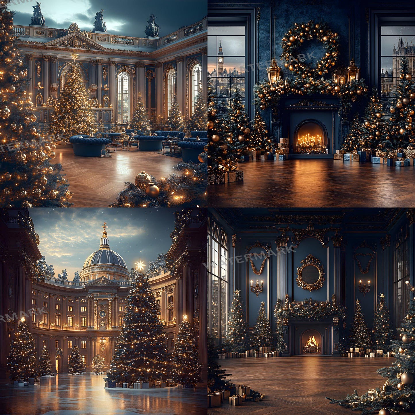 Christmas Backdrops | Digital Holiday Backgrounds | Festive Xmas Scenes