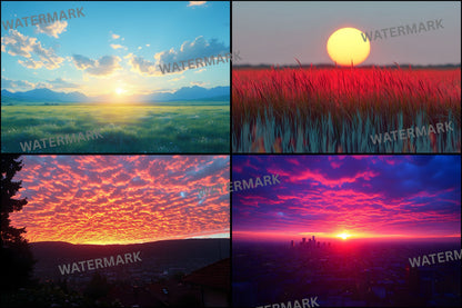 Sunset Photography Backdrop Bundle, Golden Hour Digital Backgrounds for Photographers, Warm Light Portrait Photography, Dreamy Sky Photo Overlays