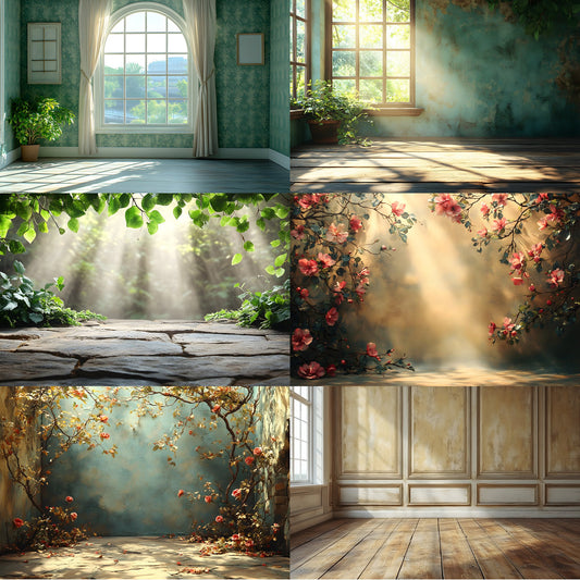 Vintage Sunlit Room Digital Backdrop, Wallpaper Backgrounds, Photography, Cozy Interior Scene, Photo Prop, Dreamy Light