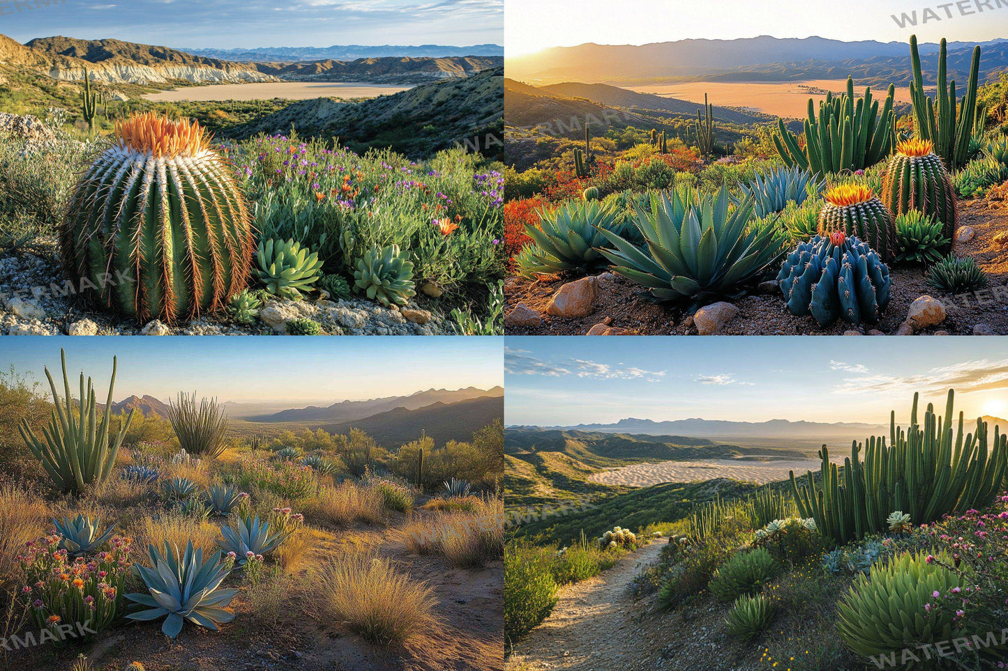 Desert Oasis Botanical Digital Backdrops Props: Lush Flatlay Backdrops, Large Photograph Backdrops, Backdrops - Photography Backgrounds