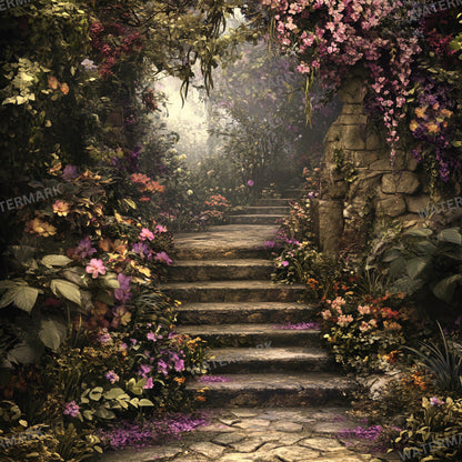 Secret Garden Digital Background, Forest Tree, Digital Backdrop, Nature, Photoshop Composite, Floral Background, Flower Garden backdrops
