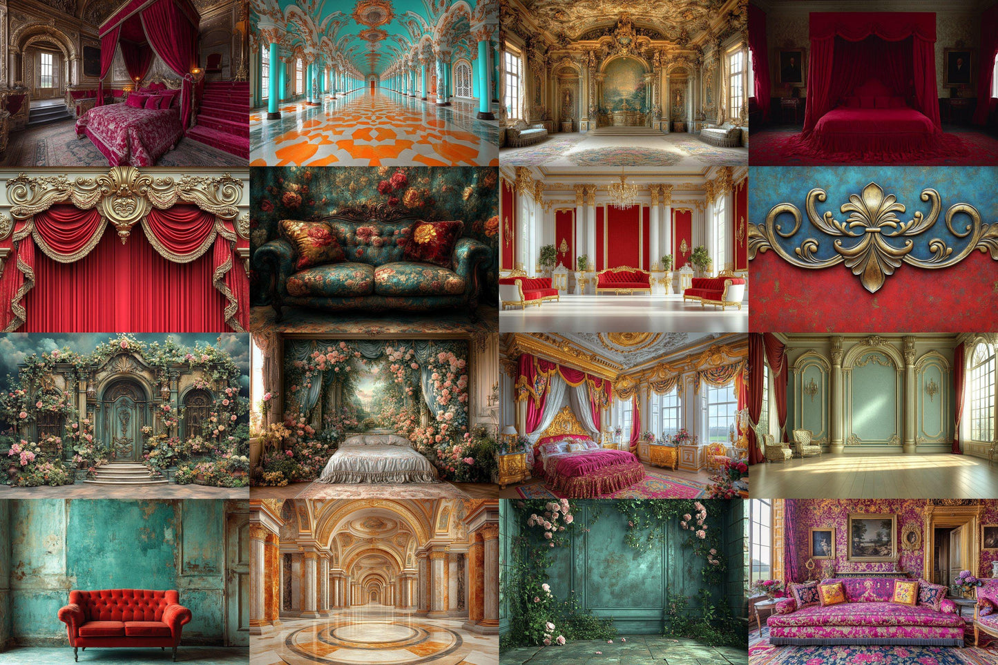 Baroque Digital Backdrops Props: Artful & Premium Backdrops, Large Photography Backdrops, Backdrops Overlays. Photography Backgrounds