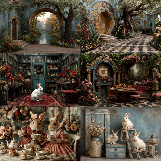Alice in Wonderland Backdrop, Rabbit Hole Digital Background for Fantasy Photography, Storybook Theme, Photo Prop, Whimsical Party Decor