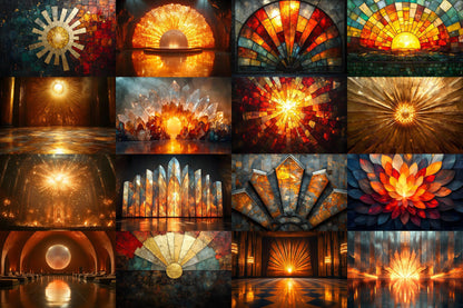 Sunburst Deco Digital Backdrops | Art Deco Sunburst Textures | Golden Sunburst Backgrounds for Photoshop, Photography & Composites