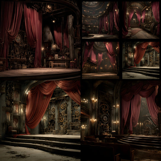 Abandoned Victorian Theater Digital Backdrop, Moody Interior Photography Background, Stage Set, Gothic Theater Design, Dark Academia Digital Art