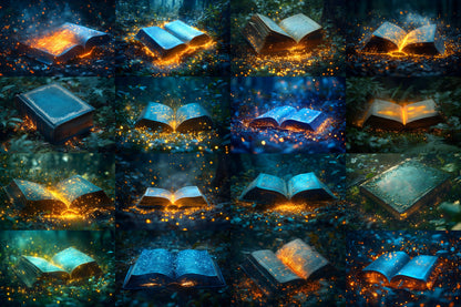 Books Wonderland Enchantments Digital Backdrop Set - Magical Glowing Book Backgrounds for Fantasy Fairy Tale Photoshop Composite Photography