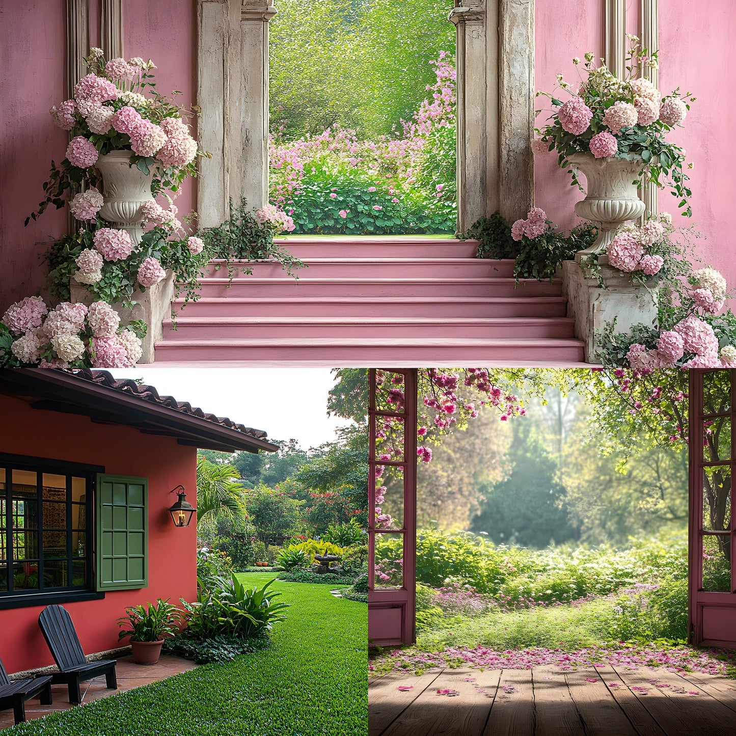 Royal Pink Garden Digital Backdrop, Photography Background, Floral Photo Booth, Springtime Scene, Portrait Photography, High-Res Images