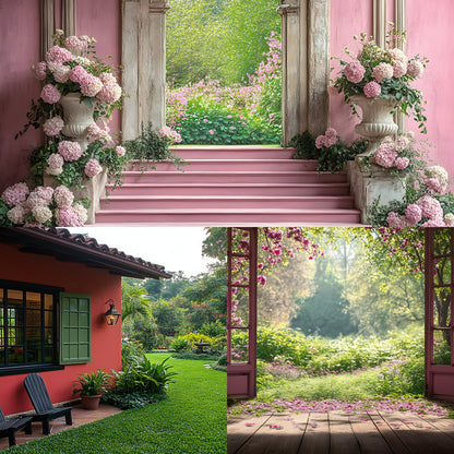 Royal Pink Garden Digital Backdrop, Photography Background, Floral Photo Booth, Springtime Scene, Portrait Photography, High-Res Images
