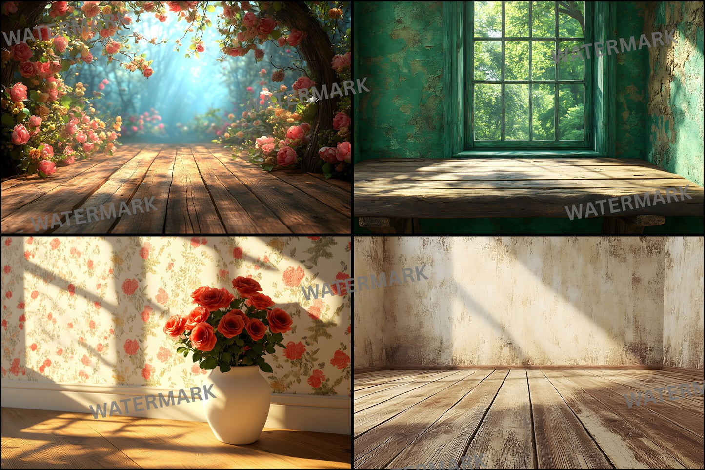 Vintage Sunlit Room Digital Backdrop, Wallpaper Backgrounds for Photography, High-Resolution Textures, Photo Overlays