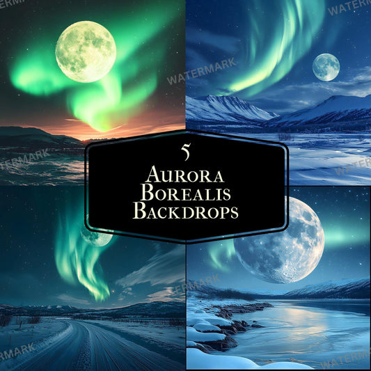 x96px Stunning Aurora Borealis Digital Backdrops for Portrait Photography  Master Photoshop Overlays