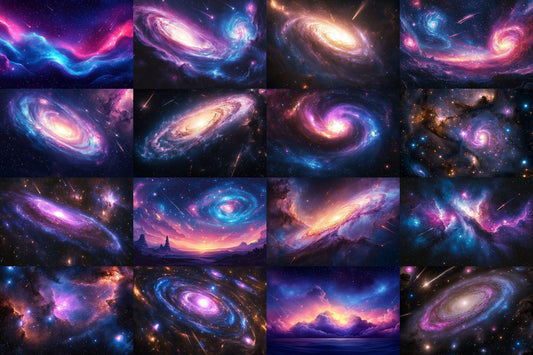 Celestial Galaxy Glow Backdrop: 2PNGs for Imaginative Photography, Cosmic Space, Nebula Light Digital Backdrops - Photoshop Composites