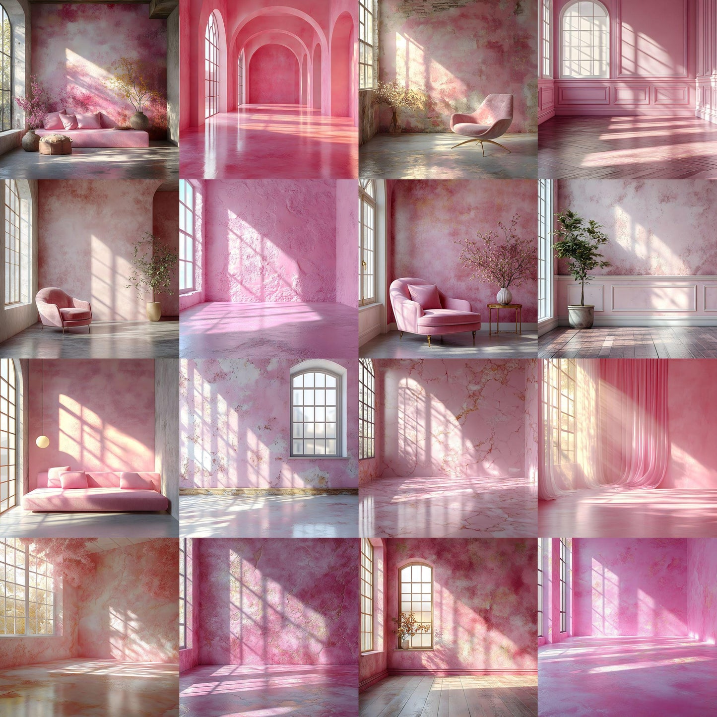 Pink Pastel Backdrops - Room Interiors, Photography Backdrops, Pastel Rooms, Maternity Digital Backdrop, Wedding Studio Overlays