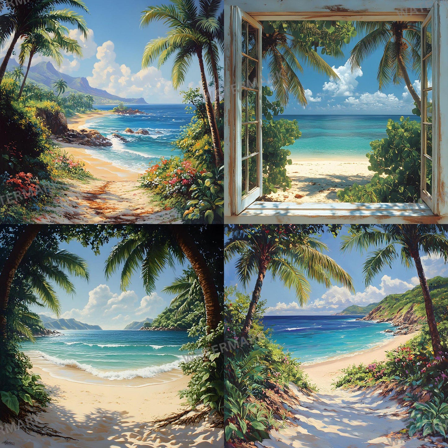 Tropical Paradise Backdrops - Stunning Beach, Sunset & Crystal Waters Digital Backgrounds - Beach Portrait Studio Backgrounds