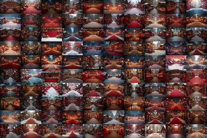Warm Christmas Market Scene Photography Backdrops - 00x00px PNGs for Digital Artists  Designers