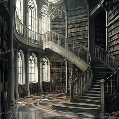 Wizard School Library 7 Photography Backdrops - Magical, Vintage Bookcases, Dark Academia, Enchanted Study Spaces