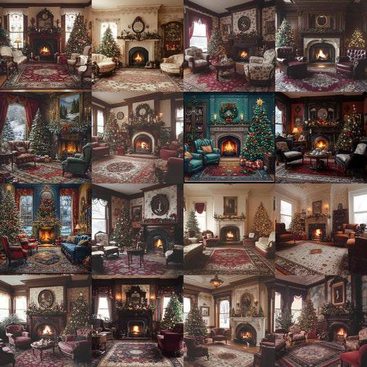 Victorian Winter Backdrops - Elegant Christmas Digital Backgrounds - Photoshop Overlays - Maternity, Portraits, Vintage Winter Background