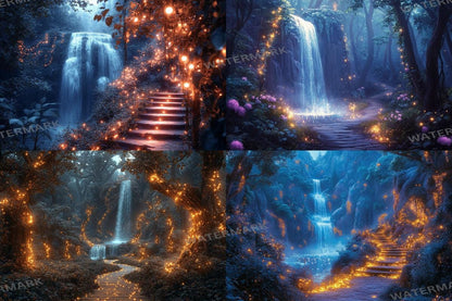 High-Resolution Sparkling Fairytale Forest Backdrops for Digital Art Photography - 00x00px PNGs - Perfect for Artists  Designers