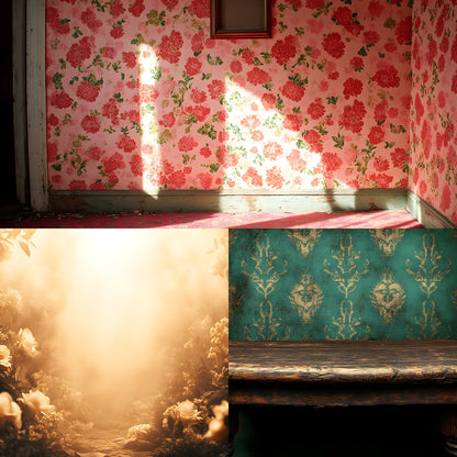 Vintage Sunlit Room Digital Backdrop, Wallpaper Backgrounds, Photography, Dreamy Photo Booth, High-Res Images