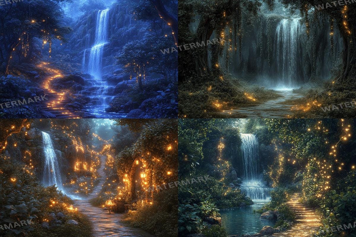 High-Resolution Sparkling Fairytale Forest Backdrops for Digital Art Photography - 00x00px PNGs - Perfect for Artists  Designers