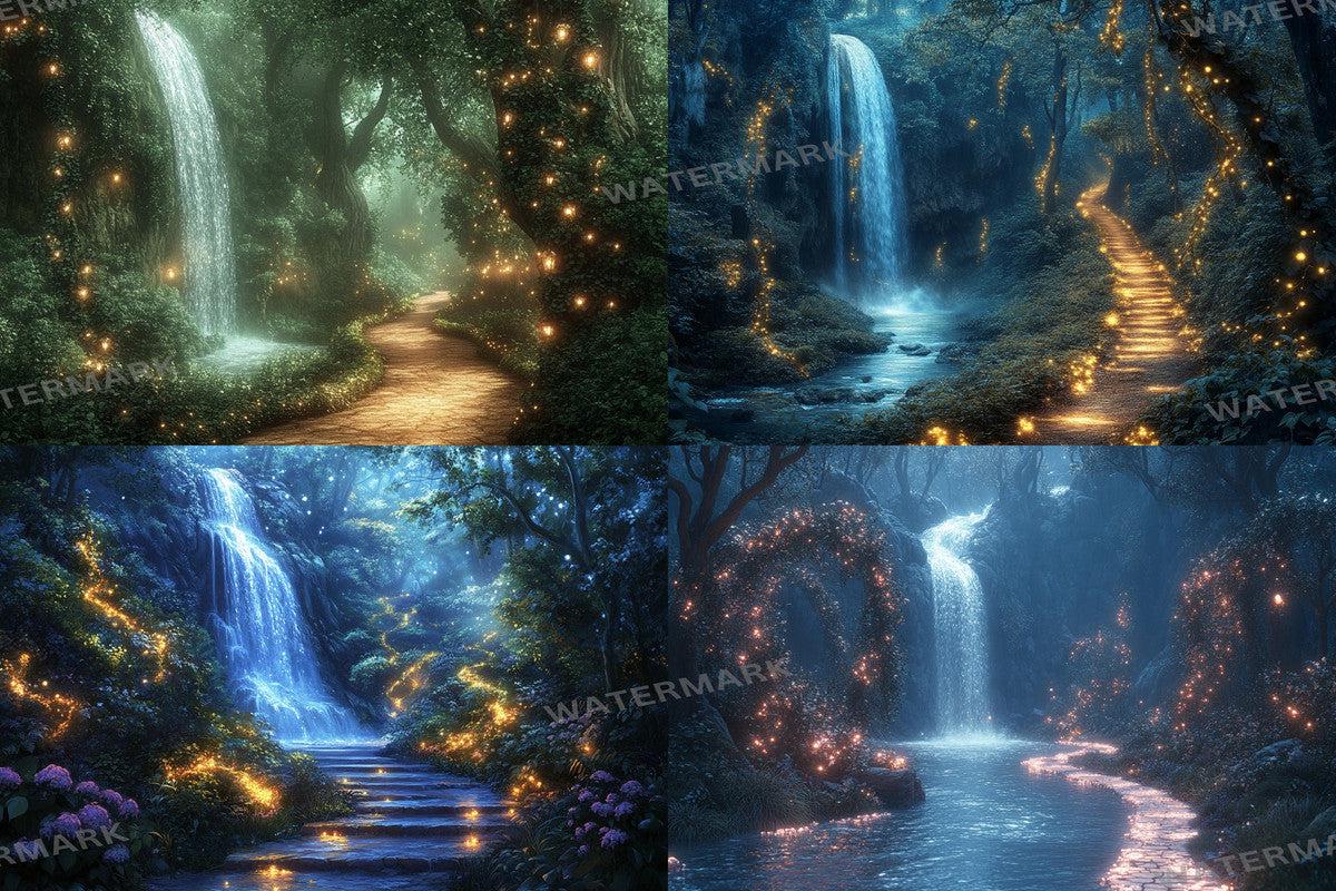 High-Resolution Sparkling Fairytale Forest Backdrops for Digital Art Photography - 00x00px PNGs - Perfect for Artists  Designers