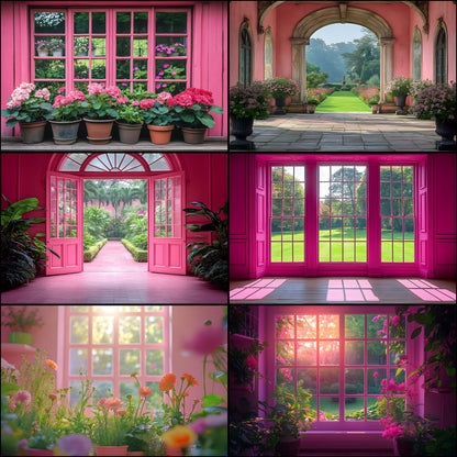Royal Pink Garden Digital Backdrop, Fairytale Floral Background for Photography, Enchanted Princess Portrait, Photo Booth Prop, Dreamy Scene