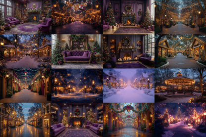 Purple Christmas Backdrops, Christmas Background, Digital Christmas Wallpapers, Photoshop, Photography Backdrops - 3:2 Ratio