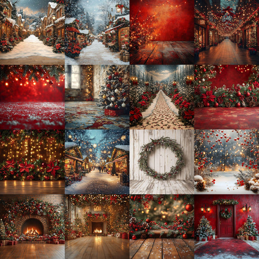 Christmas Backdrop, Digital Backdrop, Santa Christmas Backdrop For Kids Family, Festive Digital Download Christmas Background