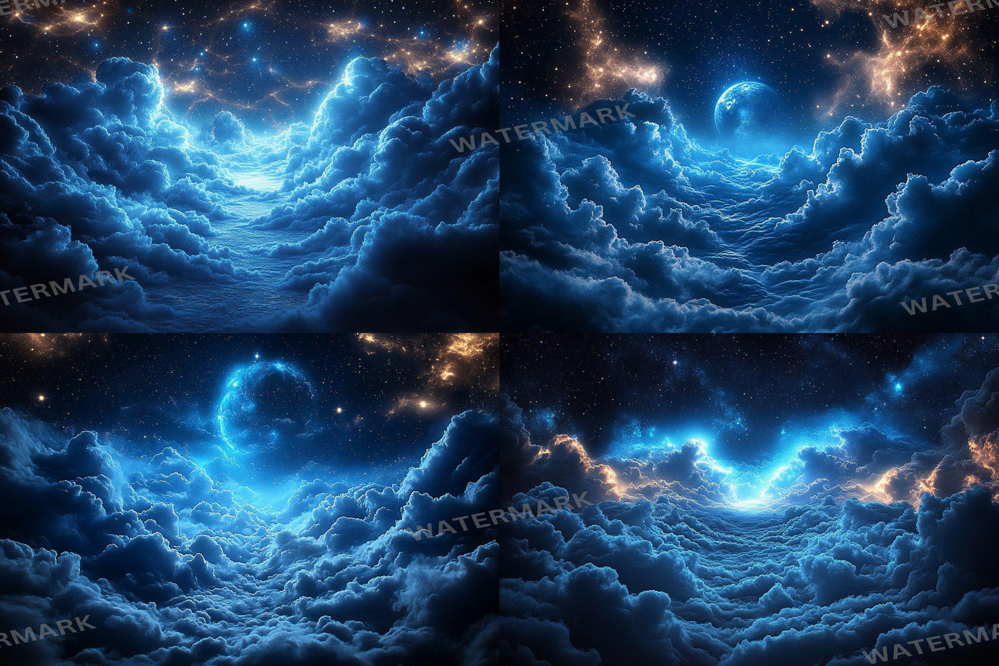 Starry Night Sky Backdrop: 5PNGs for Celestial Galaxy Photography, Cosmic Space Universe Scenes, Twinkling Star Digital Backdrops.