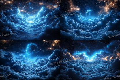 Starry Night Sky Backdrop: 5PNGs for Celestial Galaxy Photography, Cosmic Space Universe Scenes, Twinkling Star Digital Backdrops.