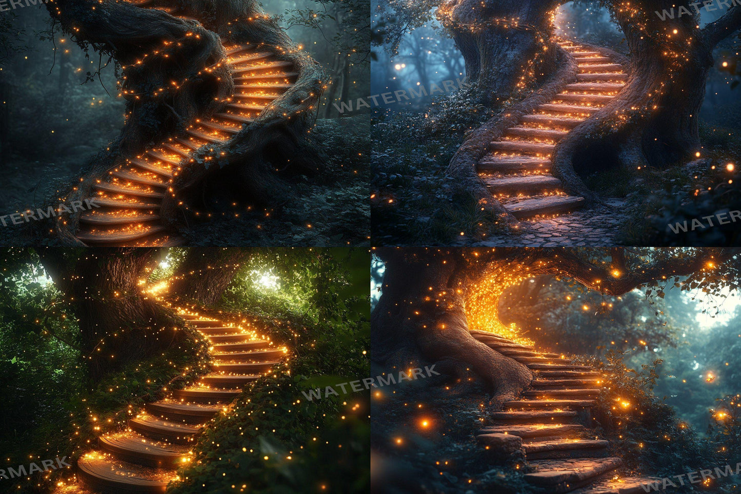 Winding Staircase Backdrop: 3PNGs for Elegant Mansion Interiors, Grand Castle Photos,  Fairy Tale, Magical Woodland, Fairy Magical Forest
