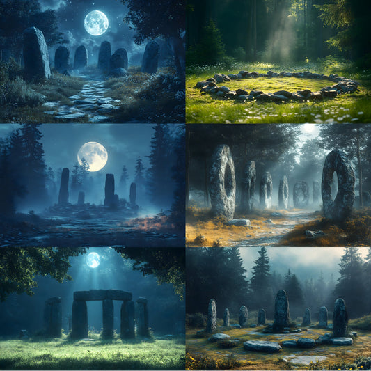 Ancient Stone Circle Digital Backdrop, Mystical Clearing Backgrounds for Photography, Fantasy Photo Overlays, Druid Ritual Scene