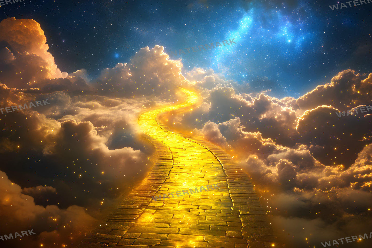 Floating Yellow Brick Road Digital Photography Backdrops - Wizard of Oz Photoshop Overlays - Kids Backgrounds - Digital Master Composites
