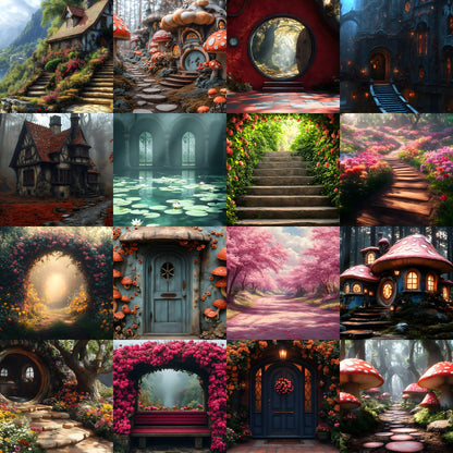 Alice in Wonderland Backdrop Set, Fantasy Storybook Digital Backgrounds for Photography, Whimsical Party Photo Booth, Images