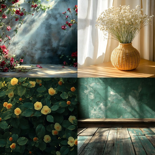 Vintage Sunlit Room Digital Backdrop, Wallpaper Backgrounds, Photography, Dreamy Photo Booth, High-Res Images