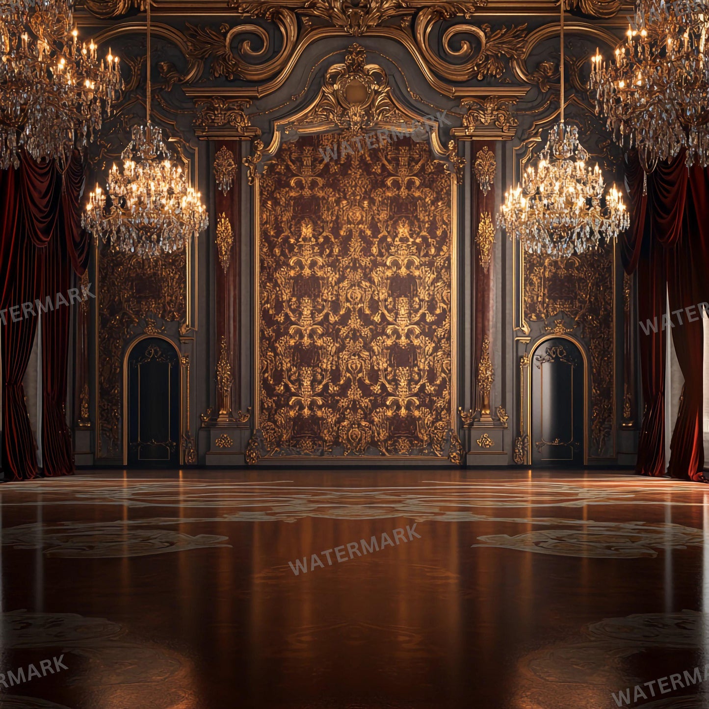 Baroque Stage Backdrops | Ornate Ballroom, Throne Room & Grand Fireplace Scenes | Theater, Musical and Concert Set Design