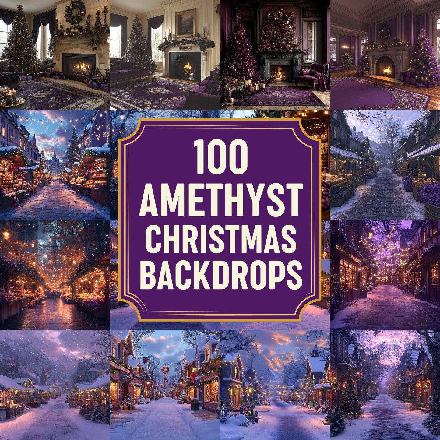 Amethyst Christmas Backdrops | Violet, Purple Christmas Festive Backdrops, Holiday Season Christmas Background