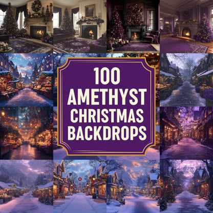 Amethyst Christmas Backdrops | Violet, Purple Christmas Festive Backdrops, Holiday Season Christmas Background