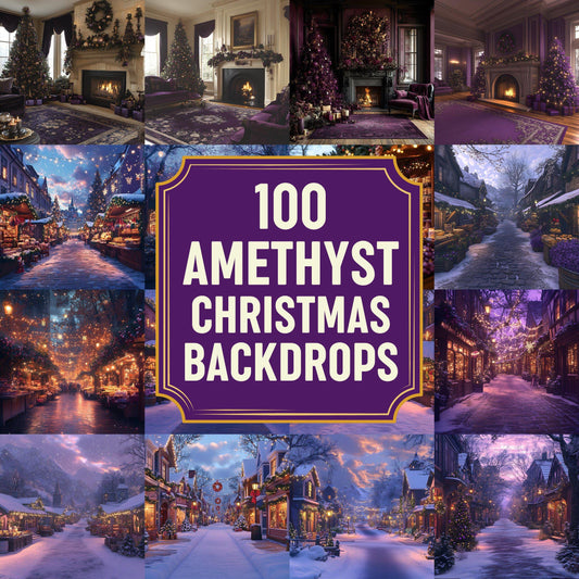 Amethyst Christmas Backdrops | Violet, Purple Christmas Festive Backdrops, Holiday Season Christmas Background