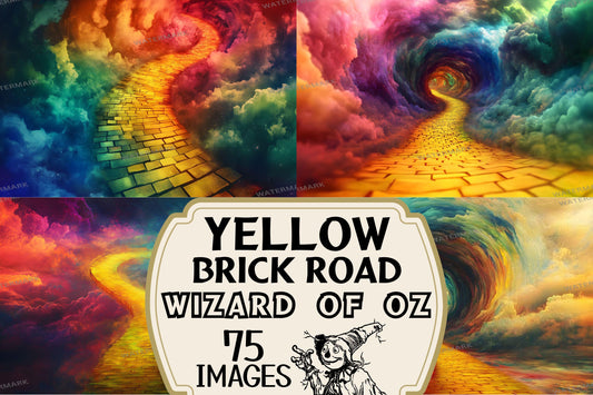 Wizard of Oz Backdrops | Digital Fantasy Story Backgrounds | Yellow Brick Road Backdrop | 7Wizard of Oz Images