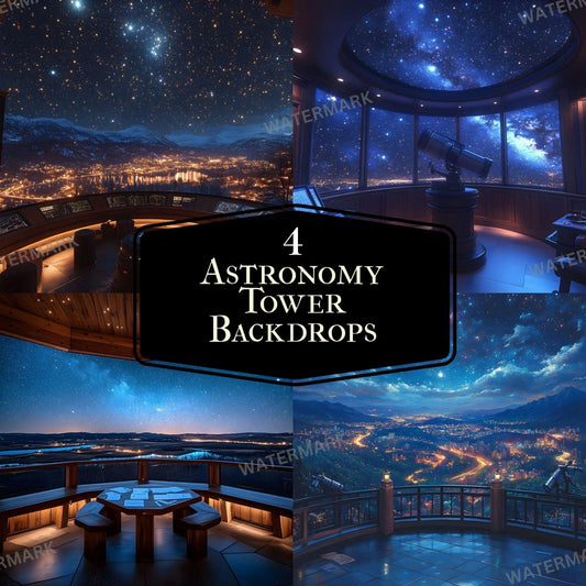 Astronomy Tower Backdrops - Astronomy Classroom -  Galaxy Photography Backdrop - Celestial Backdrop -  School of Wizarding Background