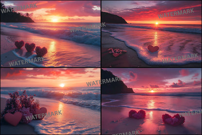 Sweethearts Sunset Golden Hour Photography Backdrop, Dreamy Digital Background for Romantic Portraits, Wedding & Newborn Photo Editing