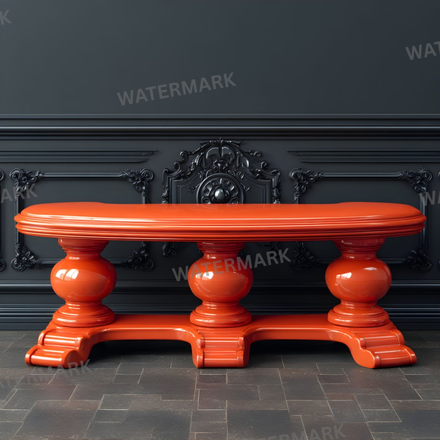 Orange Pedestal Photography Backdrop, Black Background, Square Photo Prop, Product Display Digital Background, Modern Still Life Photography