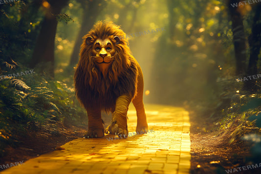 Wizard of Oz Cowardly Lion Backdrop - Yellow Brick Road Photography Background - Fantasy Party Decoration - Storybook Nursery Decor