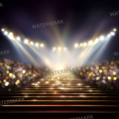 Stage Stairs Lights Garland Digital Backdrop, Photography Background for Performers, Virtual Photo Booth, Concert Photography Prop