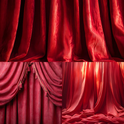 Vintage Red Curtain Backdrop Digital Download, 19s Style Photography Background, for Portrait Photoshoot, Retro Fabric Texture